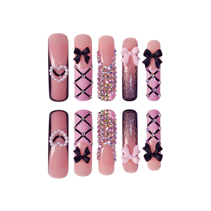 Luxury Nail Art Set with Rhinestone and Bow Accents Stornfield
