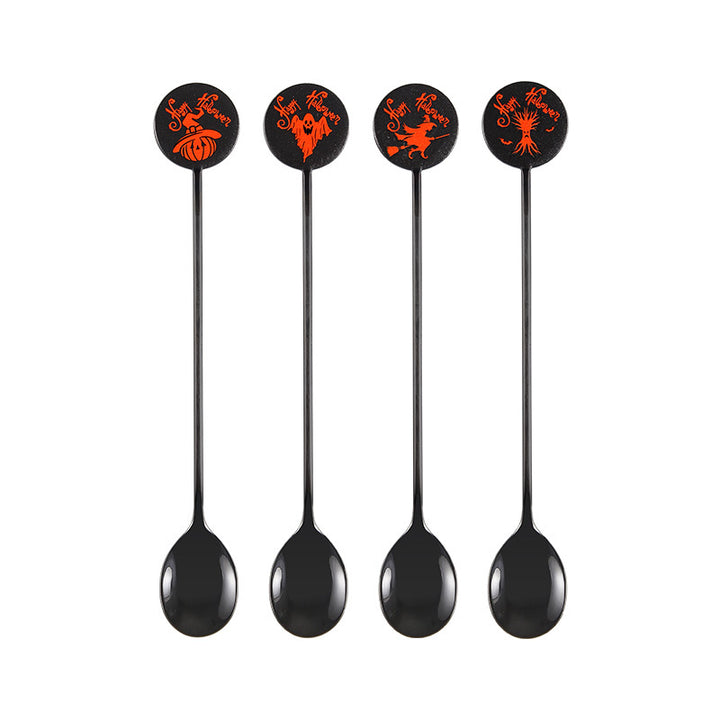 Long Bar Spoon Cocktail Stirring Spoon made of Stainless Steel with Halloween Ghost Design