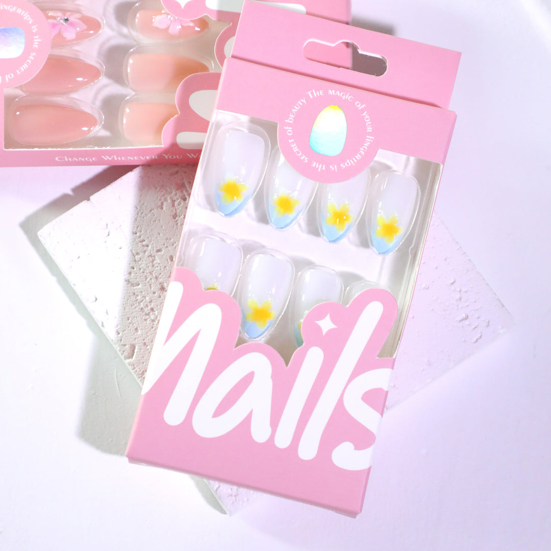 Artfully designed nail extensions with floral accent Stornfield
