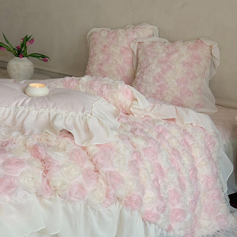 Luxury Floral Ruffled Duvet Cover Bedding Set