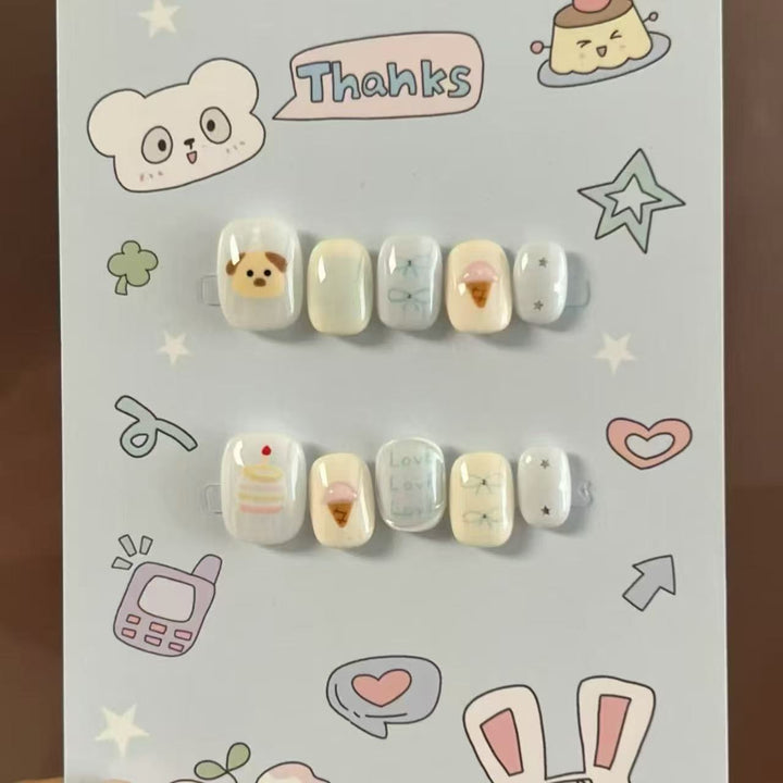 Artistic Cat-Themed Press-On Nail Art Set Stornfield