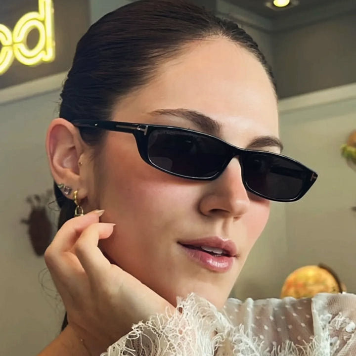 Women's fashionable sunglasses with narrow frame and brown lenses Stornfield