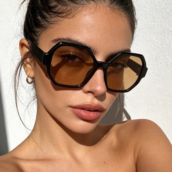 Women's fashionable sunglasses with hexagonal frame and UV protection Stornfield