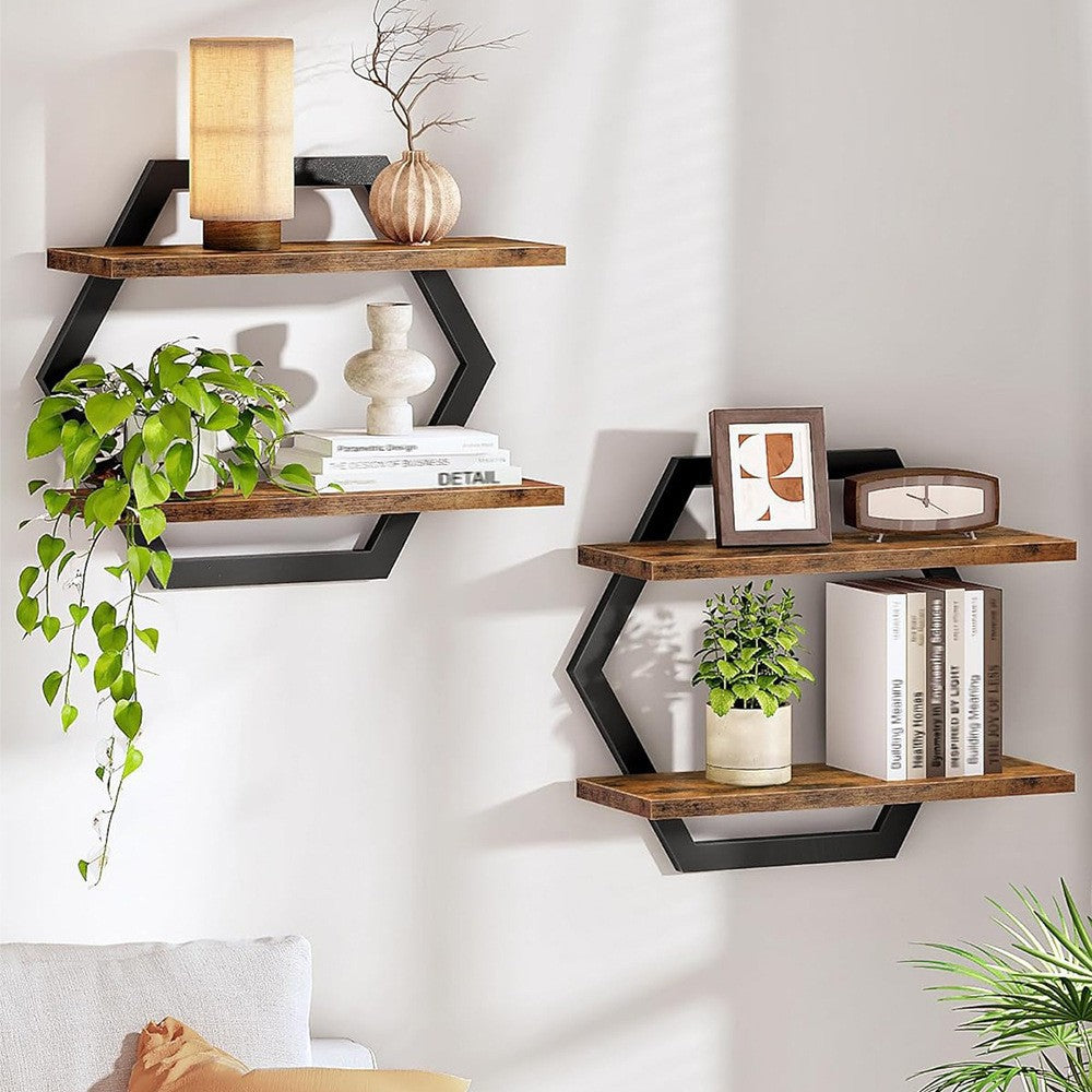 Wall shelf with modern honeycomb design Stornfield