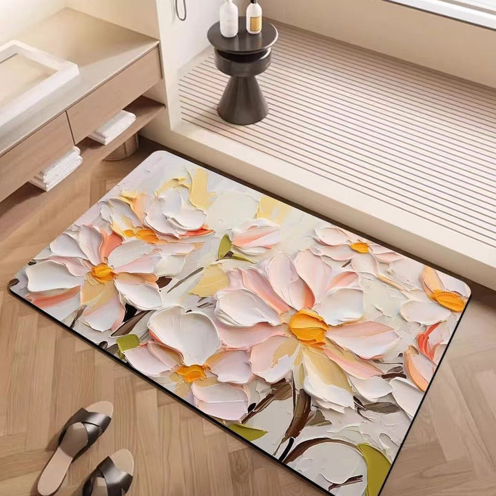 Luxury Textured Floral Bath Mat Stornfield