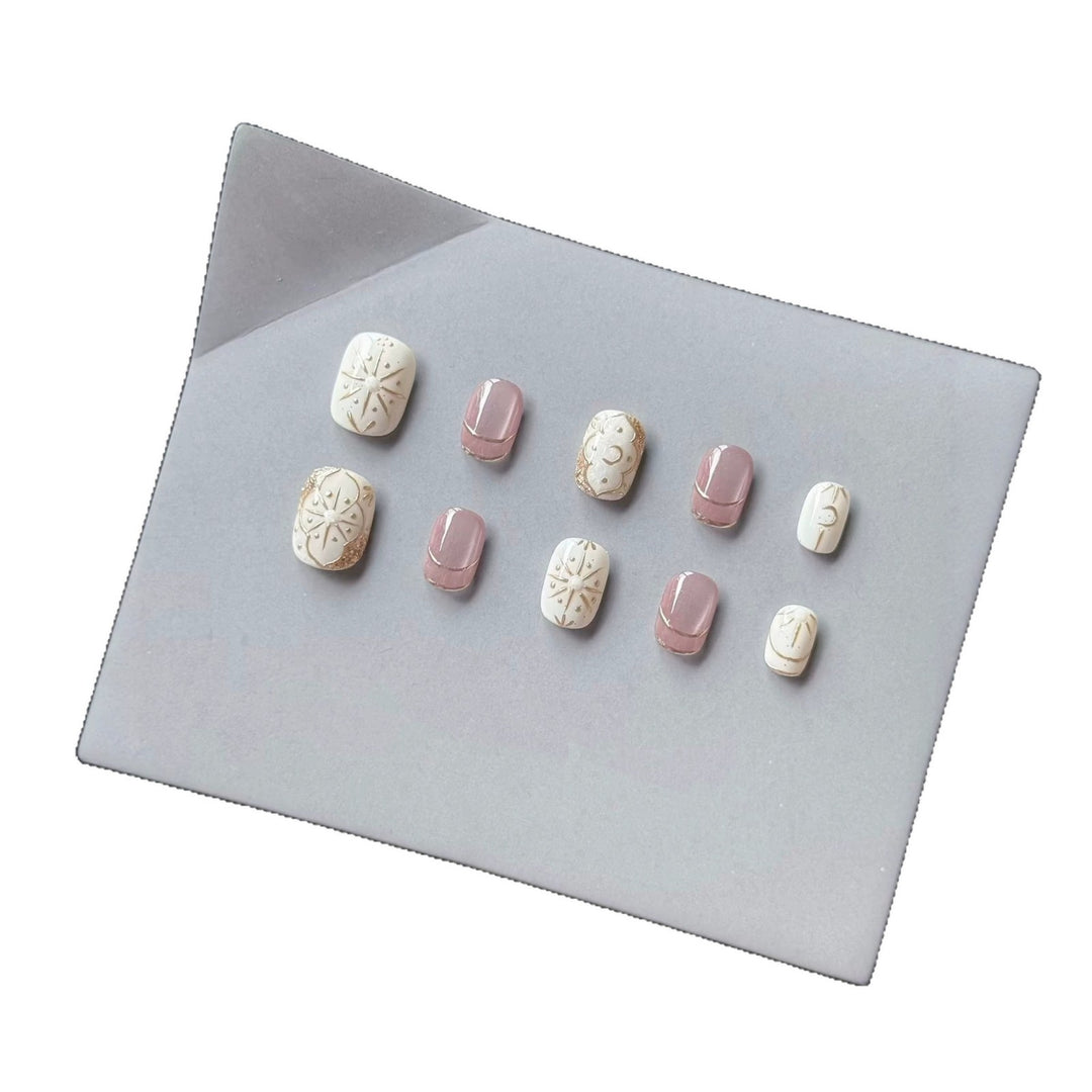 Decorative Press-On Nail Art Set with Elegant Floral Patterns
