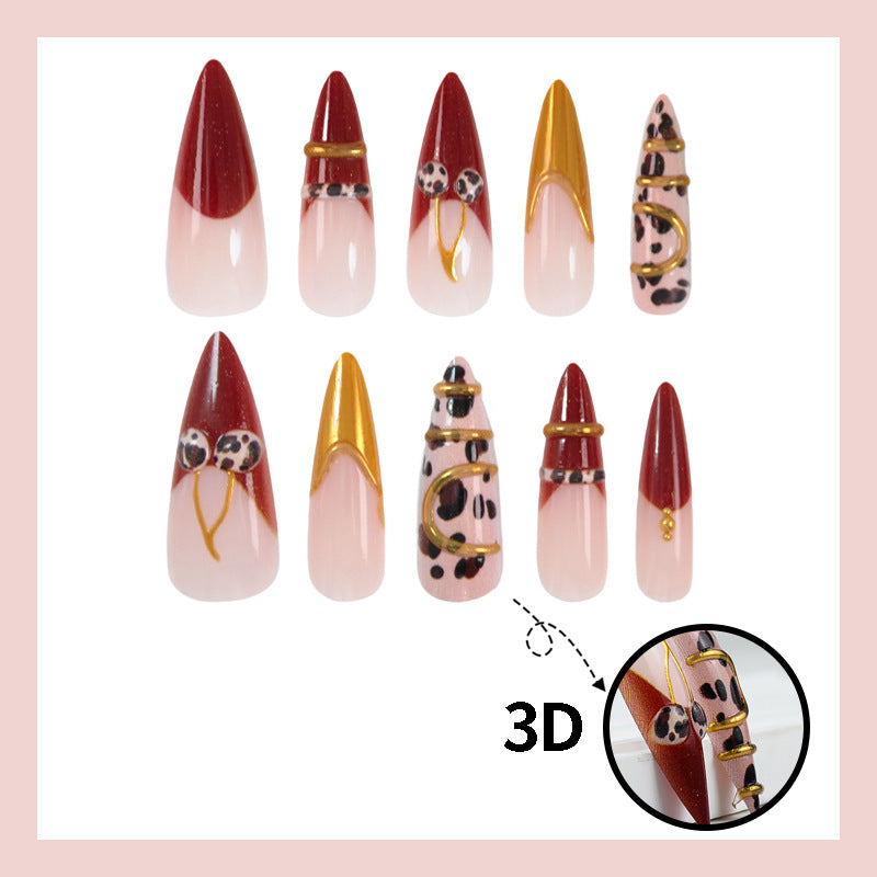 Acrylic nail set with elegant leopard and glitter accents Stornfield