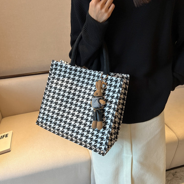 Houndstooth Pattern Handheld Tote Bag