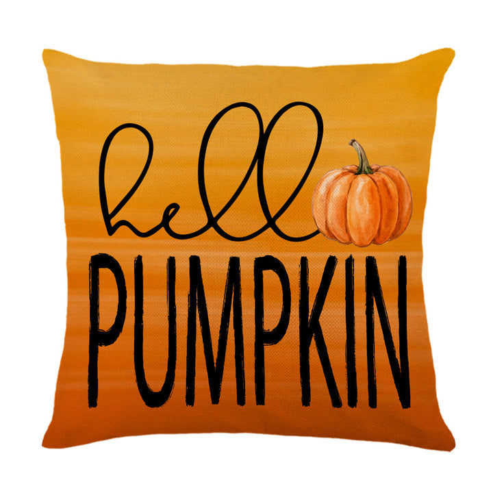 Decorative Autumn Basket Pumpkin Sunflower Square Pillow Cover with Hidden Zipper