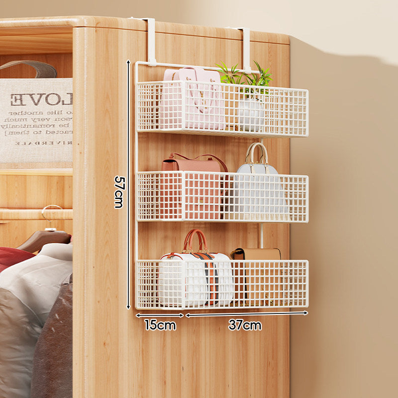 Over-the-Door Multi-Tier Metal Grid Hanging Storage Organizer