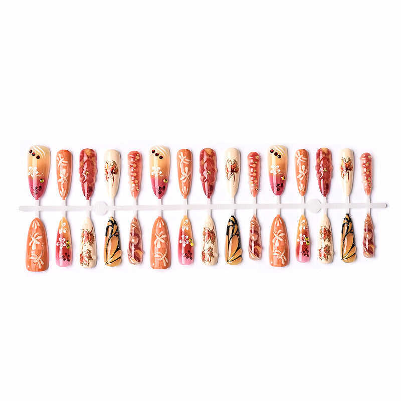 Artistic Autumn-Inspired Press-On Nail Art Set Stornfield