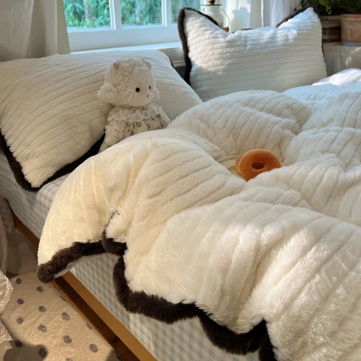 Plush Faux Fur Reversible Comforter Set