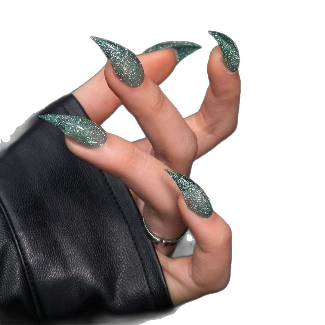 Stiletto Press-On Nail Enhancements with Gem Accents