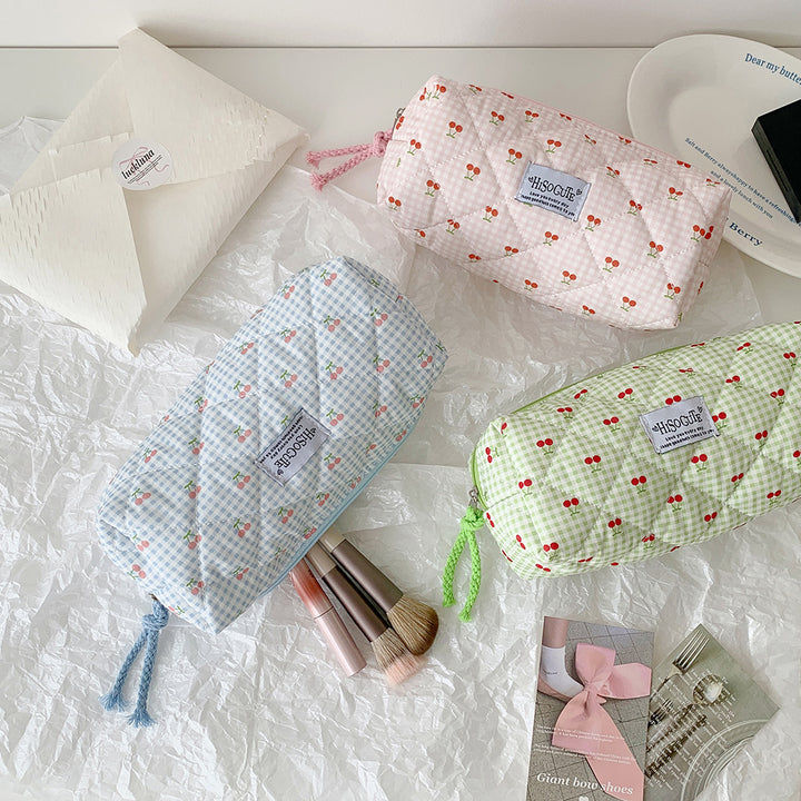 Quilted Cherry Print Pencil Case Stornfield