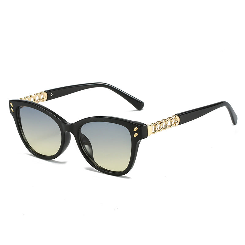 Ladies fashionable cat-eye sunglasses with luxurious chain accents Stornfield
