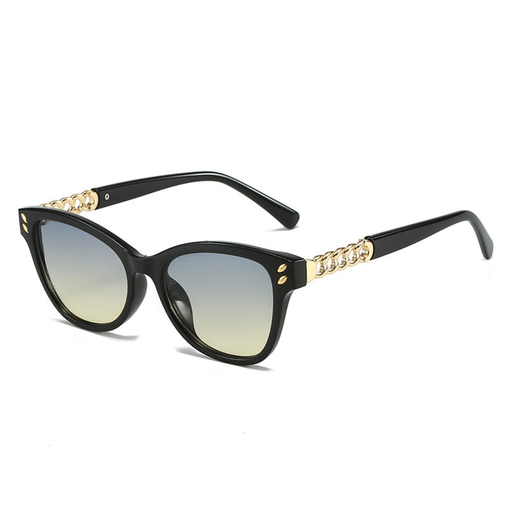 Ladies fashionable cat-eye sunglasses with luxurious chain accents Stornfield