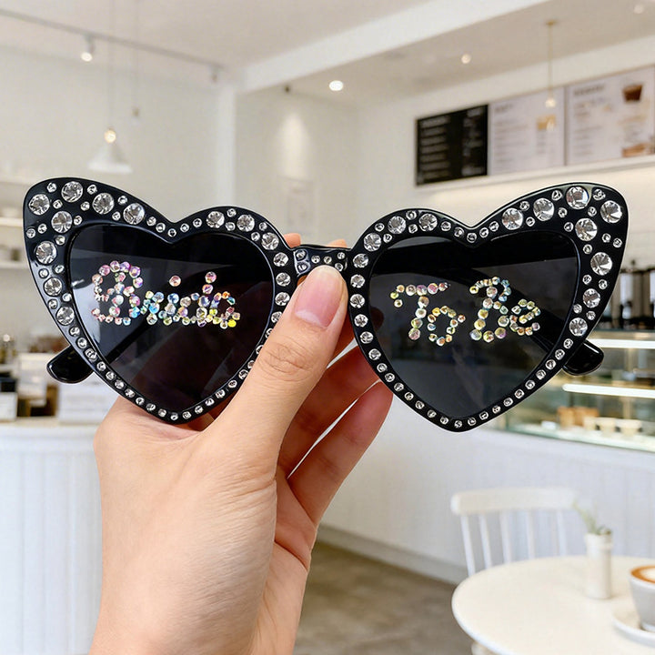 Rhinestone-Accented Heart-Shaped Sunglasses Stornfield