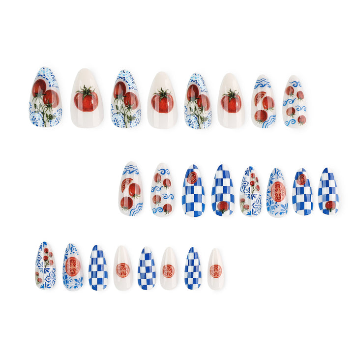 Artistic Stiletto Nails with Cheerful Tomato Design Stornfield