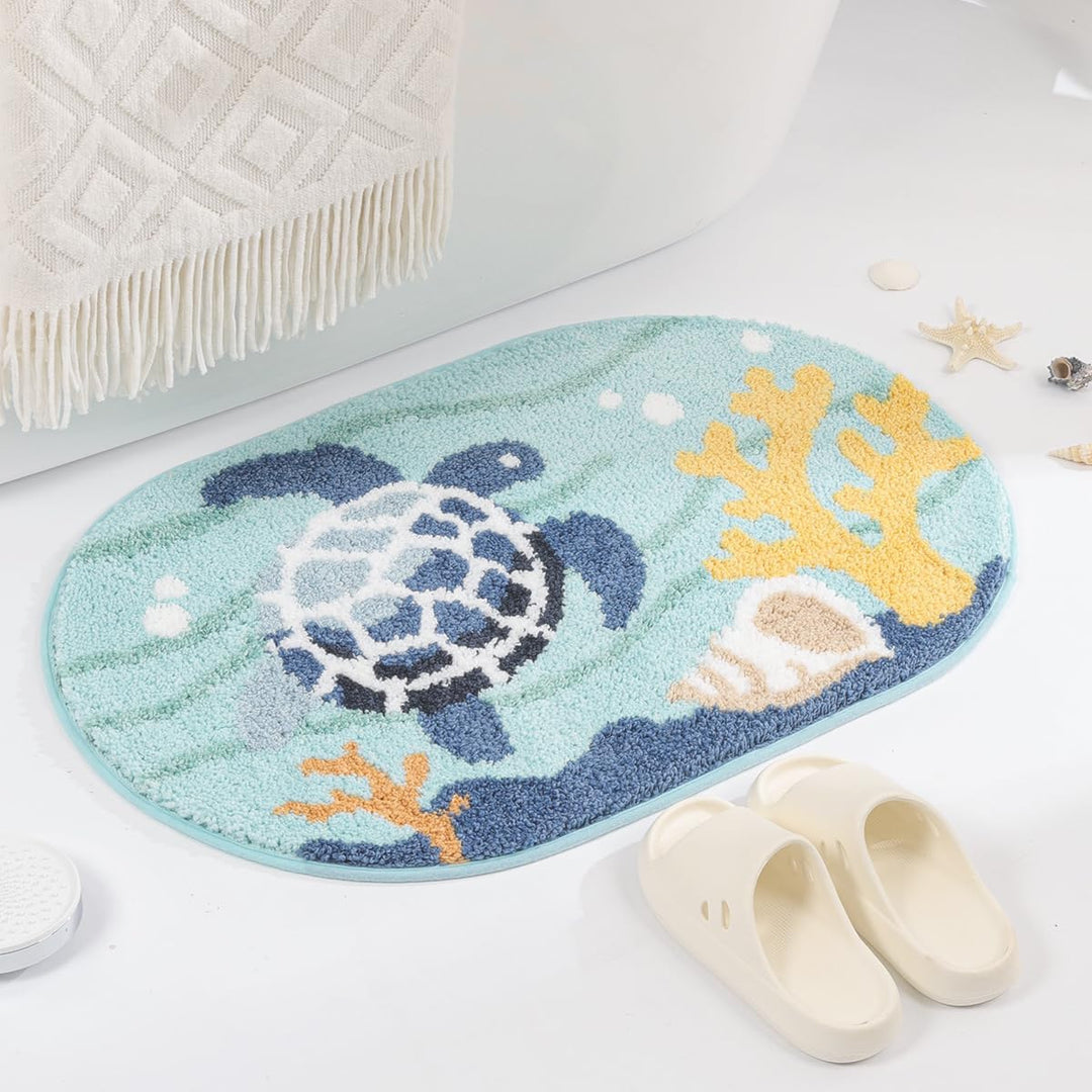 Turtle-Themed Plush Bath Mat