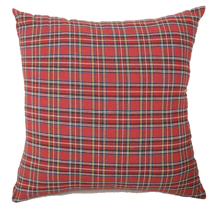 Square Tartan Plaid Cushion Cover with Concealed Zipper and Cotton-Blend Fabric