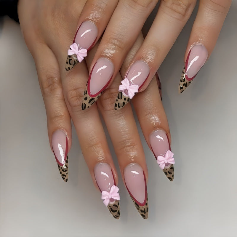 Artistic Stiletto Press-On Nails with Bow Accents Stornfield