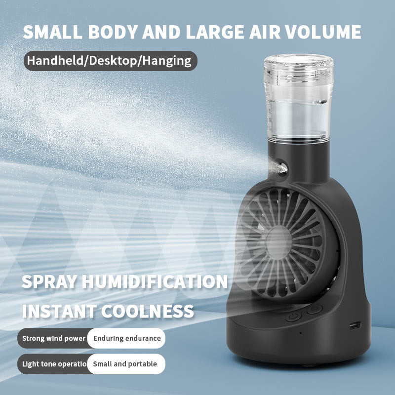 Cooling portable misting handheld fan with detachable water reservoir and adjustable-angle stand Stornfield