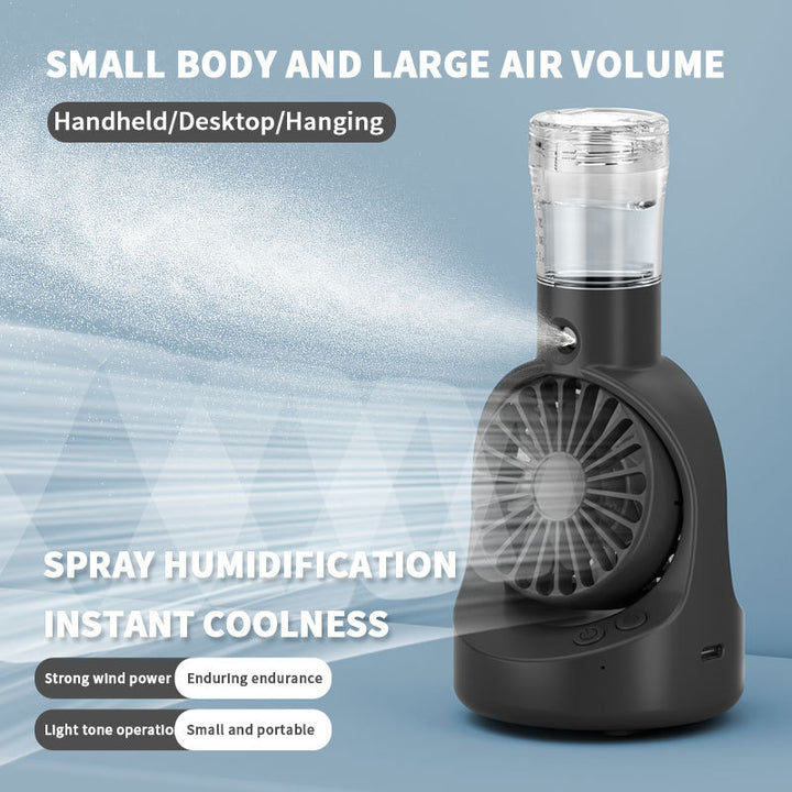 Cooling portable misting handheld fan with detachable water reservoir and adjustable-angle stand Stornfield