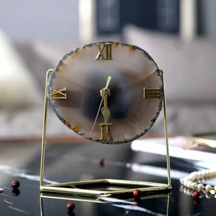 Elegant Agate Stone Decorative Table Clock