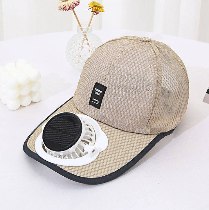 Ventilated baseball cap with integrated solar fan in the visor and breathable mesh Stornfield
