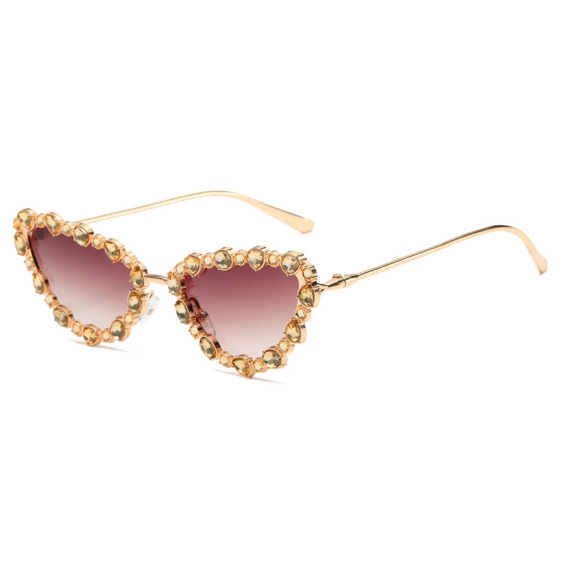 Women's Heart-Shaped Designer Sunglasses with Glamorous Crystal Frame Stornfield