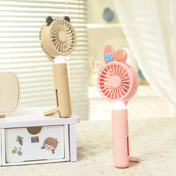 Ladies portable handheld fan with integrated LED light and animal ear design Stornfield