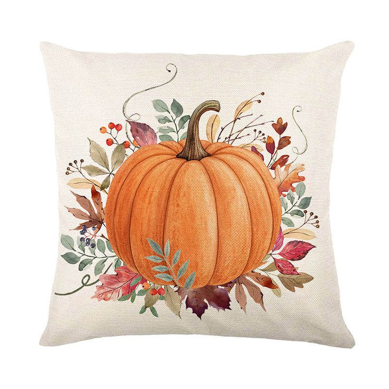 Autumn Linen Accent Throw Pillow with Seasonal Script Print