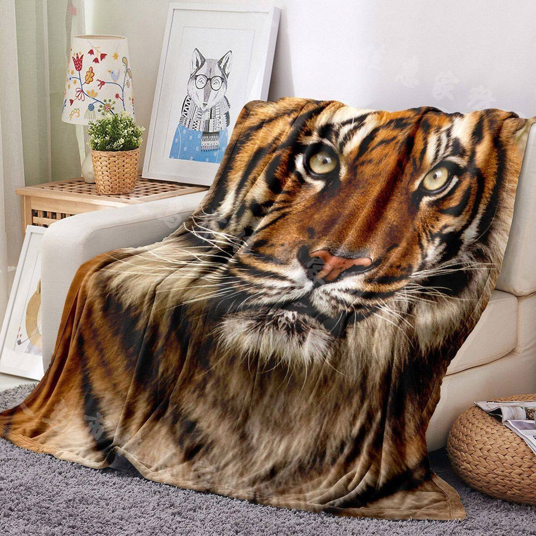 Tiger Print Plush Throw Blanket