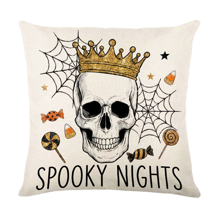 Halloween Ghost Cotton-Linen Square Throw Pillow Covers Set with Hidden Zipper