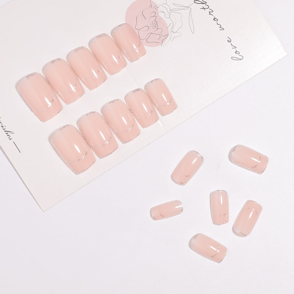 Glittering French Tip Press-On Nails Stornfield