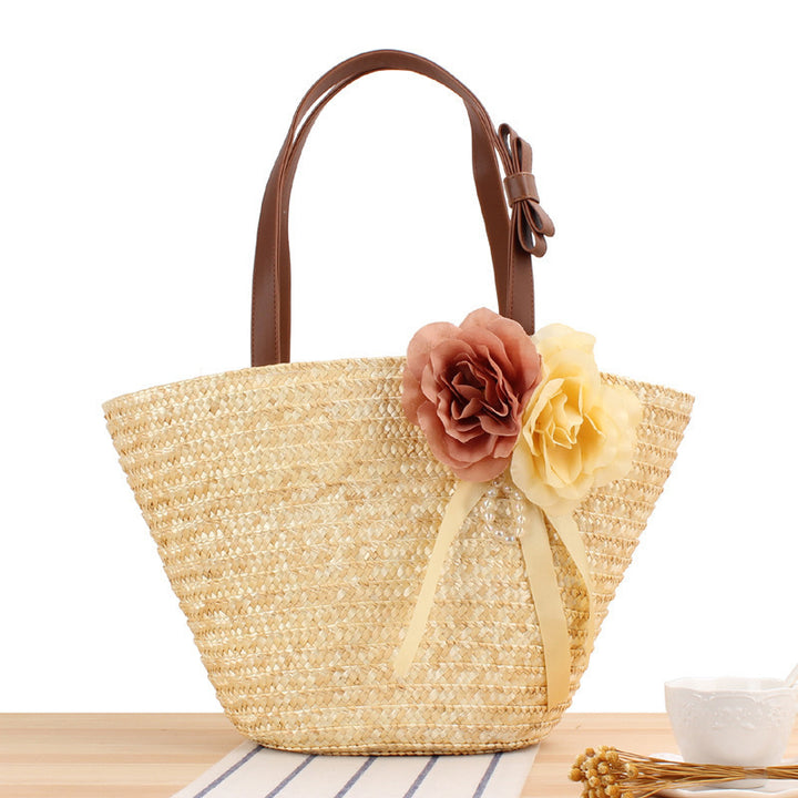 Beach bag with floral embellishments and stylish shoulder strap Stornfield