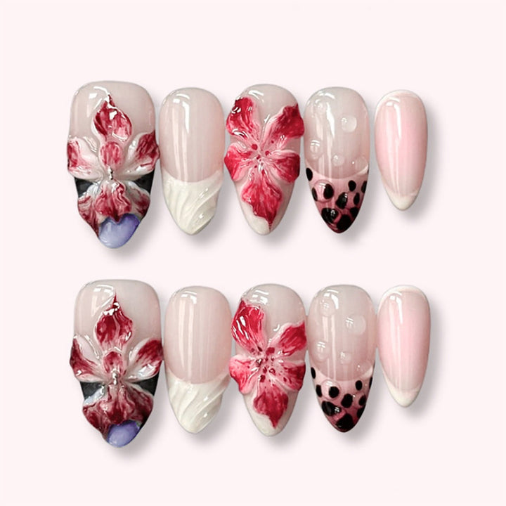 Nail art set with floral and elegant accents Stornfield