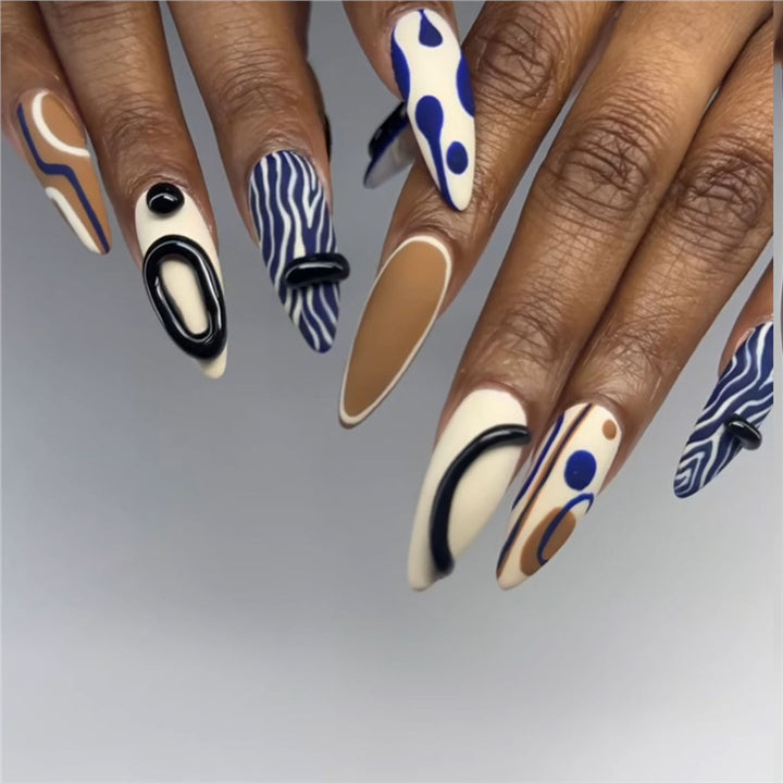 Artistic Abstract Pattern Press-On Nail Extensions Stornfield
