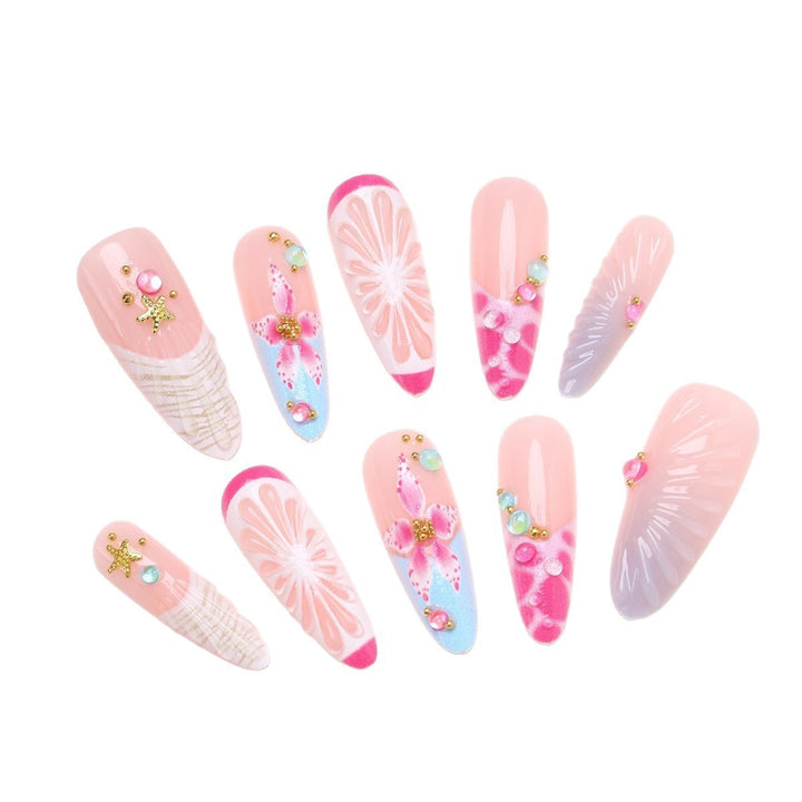 Artificial nail set with floral and cheerful design Stornfield