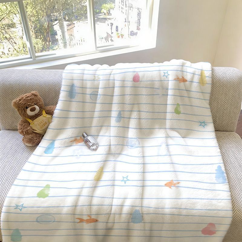 Soft Fish Patterned Fleece Blanket