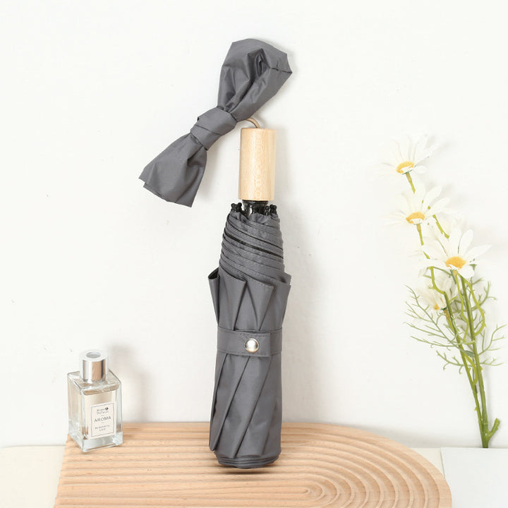 Women's Elegant Folding Umbrella with Wooden Handle Stornfield