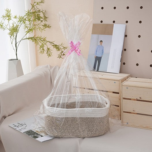 Natural storage basket with ribbons Stornfield