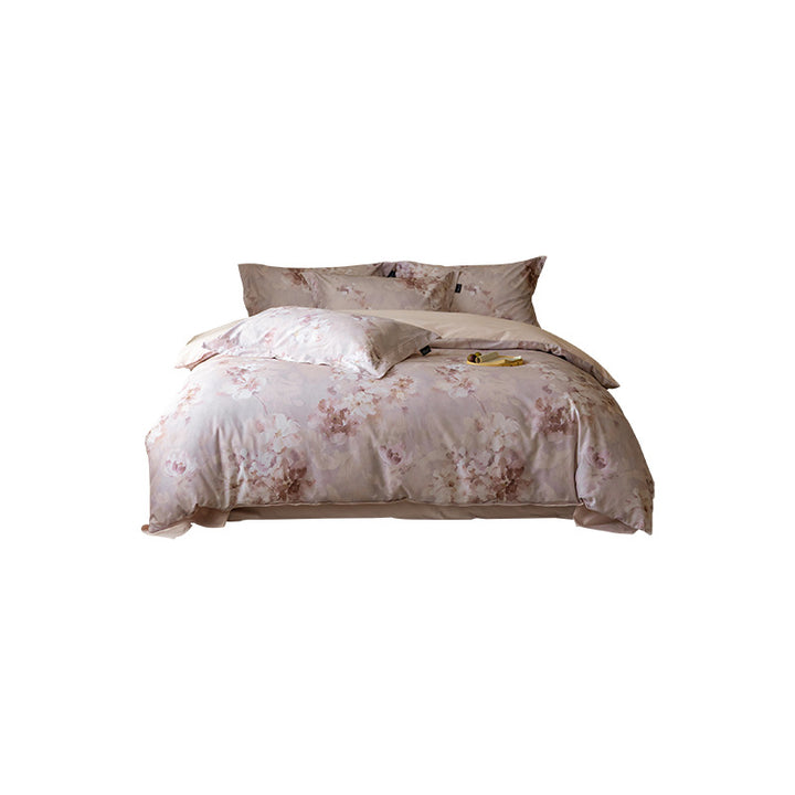 Botanical Watercolor Cotton Sateen Reversible Duvet Cover Set with Envelope Pillow Shams