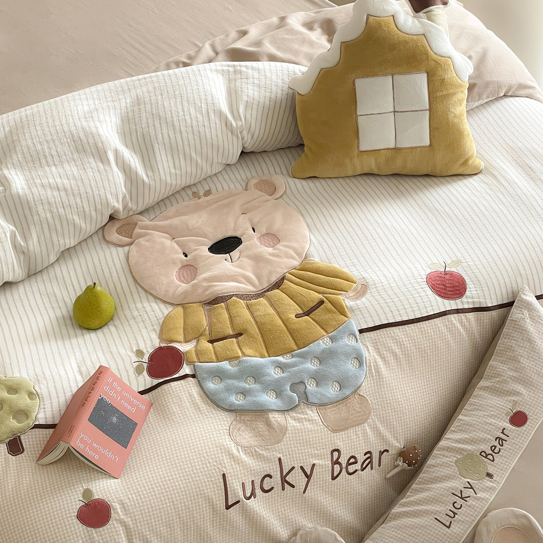 Children's Cotton Duvet Cover Set with 3D Rabbit Appliqué and Ear Pillow Shams