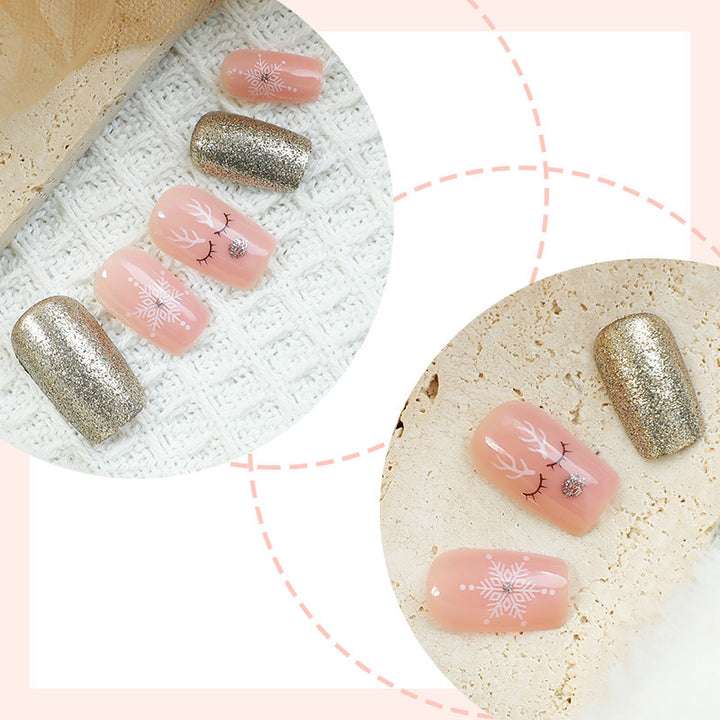 Artificial nail set with sparkling glitter and delicate designs Stornfield