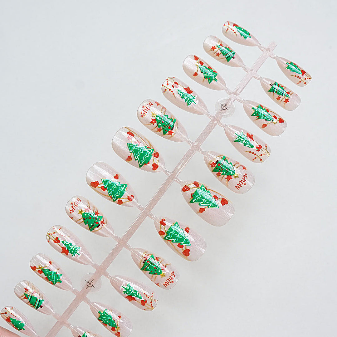 Festive Tree-Themed Press-On Nail Set Stornfield