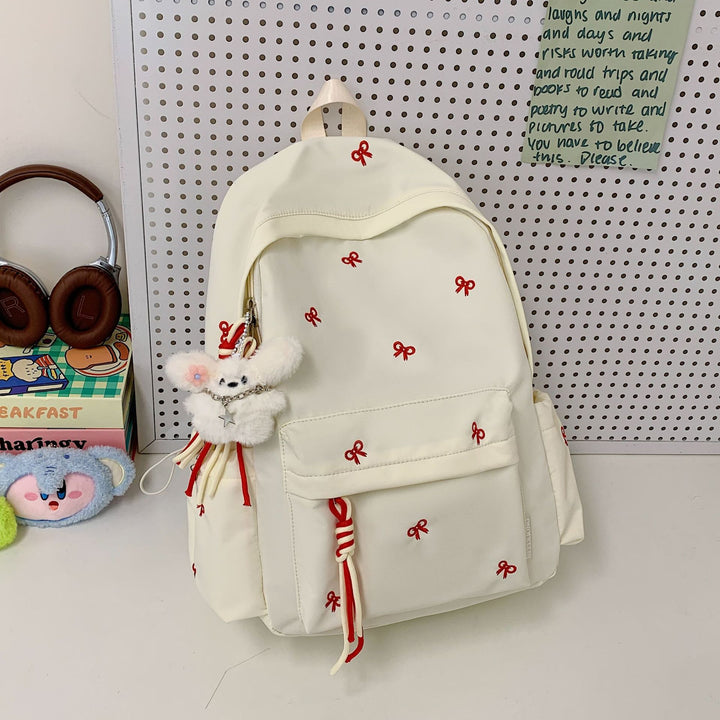 Backpack with Charming Bow Design and Practical Compartments Stornfield