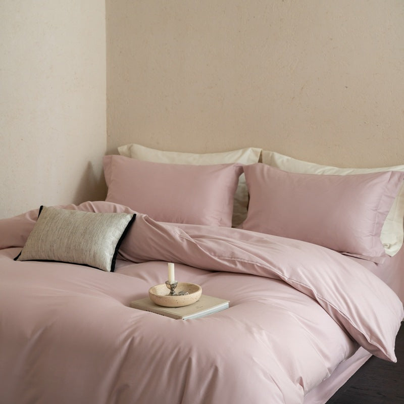 Premium cotton satin bed linen set with soft hotel closure
