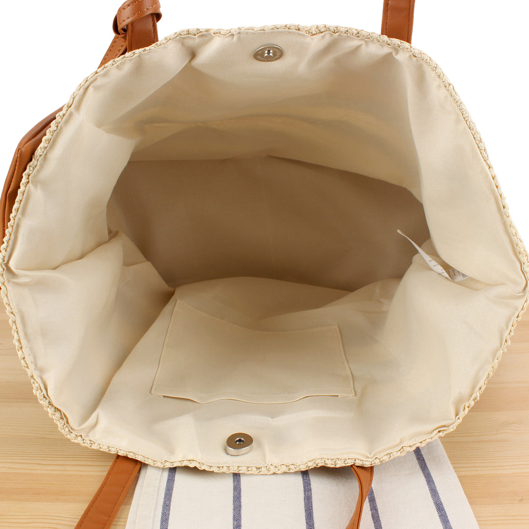 Beach bag with elegant leather handles and practical interior bag Stornfield