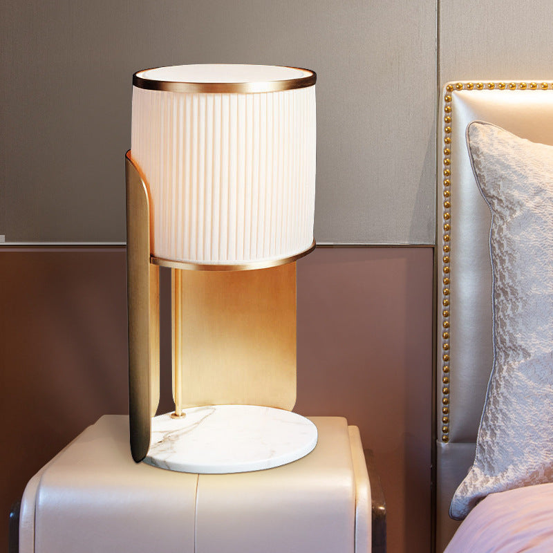Elegant Marble Base Table Lamp with Pleated Shade